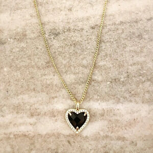925 Sterling Silver Black Heart Diamond Necklace Dainty Gold Heart Necklace